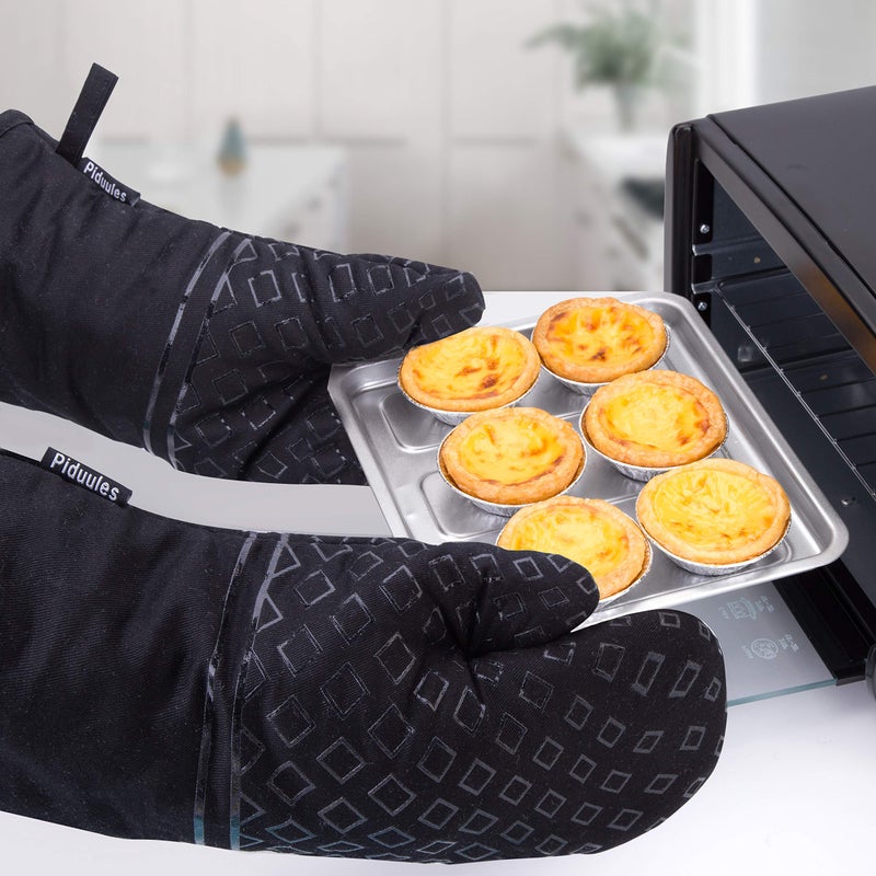 Piduules Set of 4 Oven Mitts and Pot Holders, 482 F Heat Resistant Hot Plate Moving Non-Slip Gloves for BBQ, Grill, Baking, Cooking, Oven, Microwave (Black) - Image 5